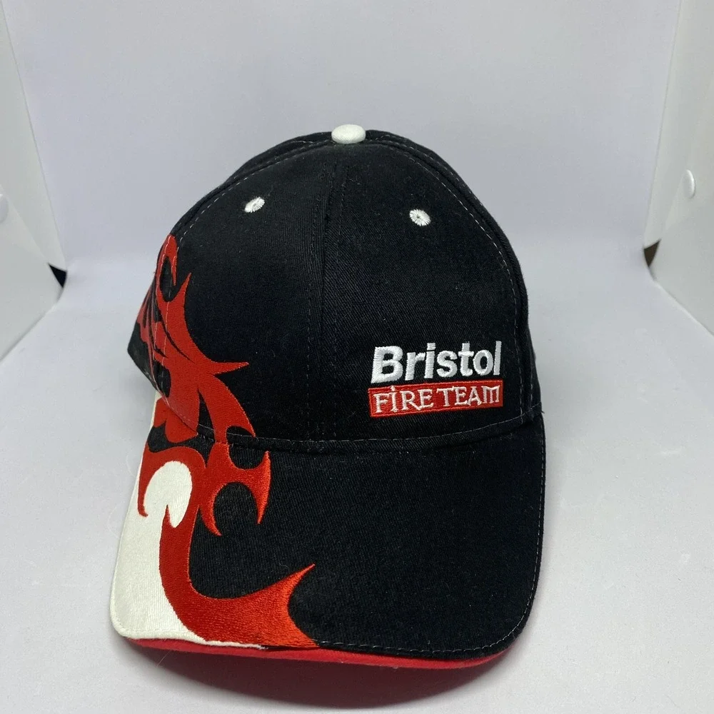 BRISTOL MOTOR SPEEDWAY FIRE‎ TEAM RACING FLAMES BALL CAP TRUCKER HAT BLACK RED